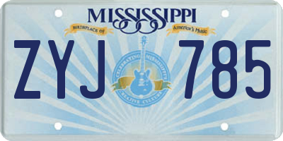 MS license plate ZYJ785