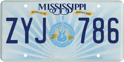 MS license plate ZYJ786