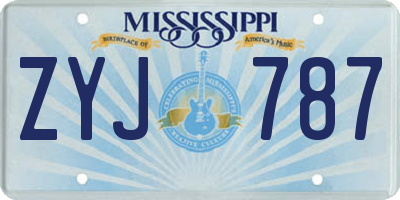 MS license plate ZYJ787