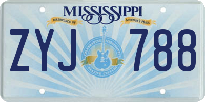 MS license plate ZYJ788