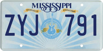 MS license plate ZYJ791