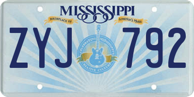 MS license plate ZYJ792