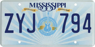 MS license plate ZYJ794