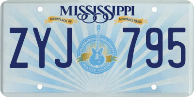 MS license plate ZYJ795