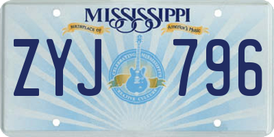 MS license plate ZYJ796