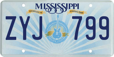 MS license plate ZYJ799
