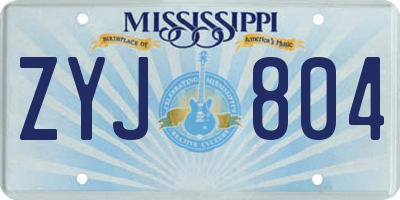 MS license plate ZYJ804