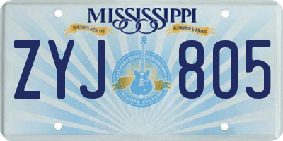 MS license plate ZYJ805