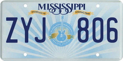 MS license plate ZYJ806