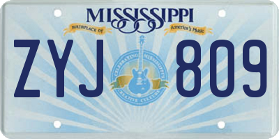 MS license plate ZYJ809