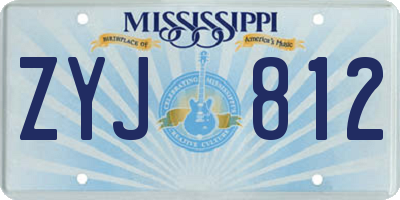 MS license plate ZYJ812