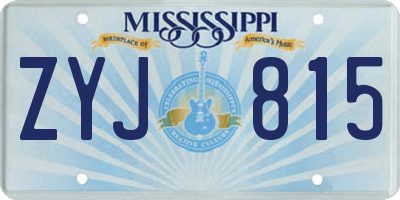 MS license plate ZYJ815