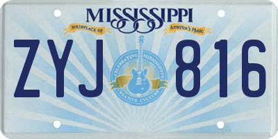 MS license plate ZYJ816