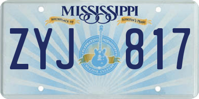 MS license plate ZYJ817