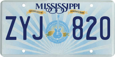 MS license plate ZYJ820