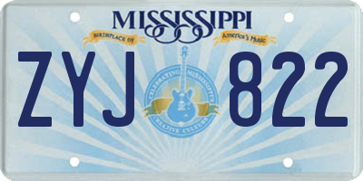 MS license plate ZYJ822