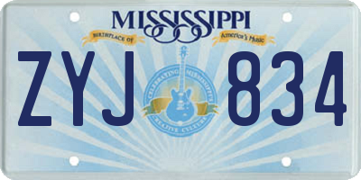 MS license plate ZYJ834