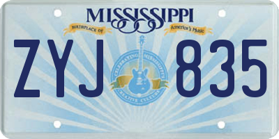 MS license plate ZYJ835