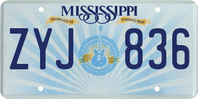 MS license plate ZYJ836