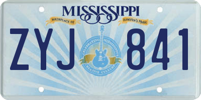 MS license plate ZYJ841
