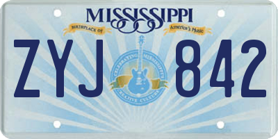 MS license plate ZYJ842