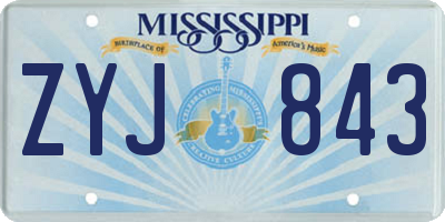 MS license plate ZYJ843
