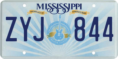 MS license plate ZYJ844