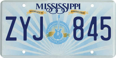 MS license plate ZYJ845