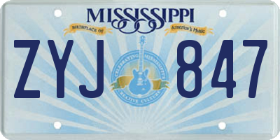 MS license plate ZYJ847