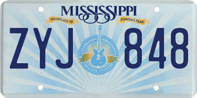 MS license plate ZYJ848