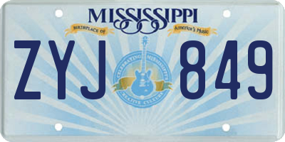 MS license plate ZYJ849
