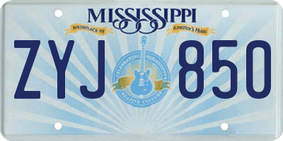 MS license plate ZYJ850