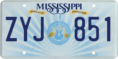 MS license plate ZYJ851