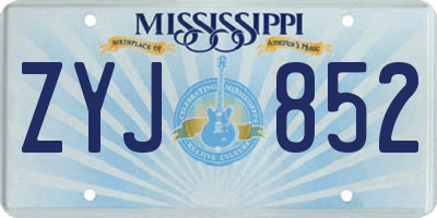 MS license plate ZYJ852