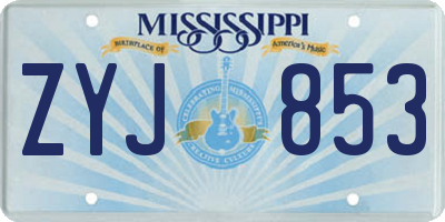 MS license plate ZYJ853