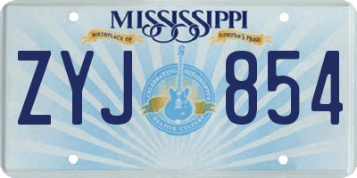 MS license plate ZYJ854