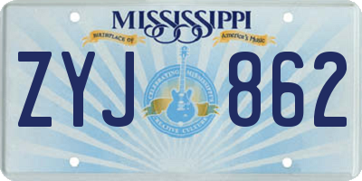 MS license plate ZYJ862