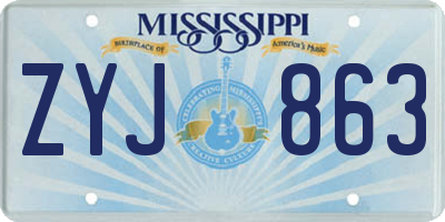 MS license plate ZYJ863