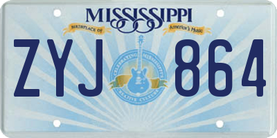 MS license plate ZYJ864