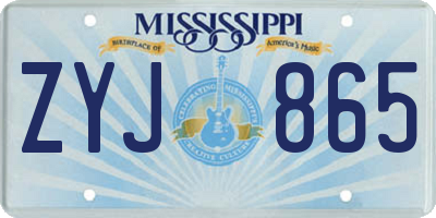 MS license plate ZYJ865