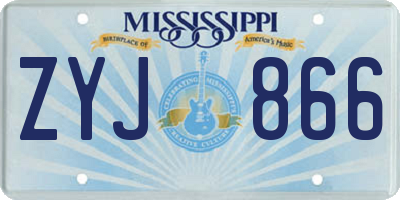 MS license plate ZYJ866