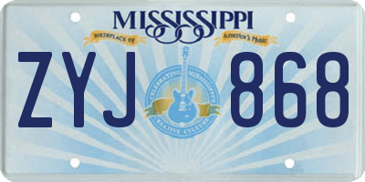 MS license plate ZYJ868