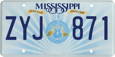 MS license plate ZYJ871