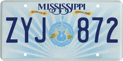 MS license plate ZYJ872