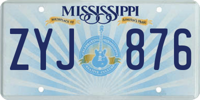 MS license plate ZYJ876