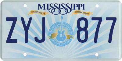 MS license plate ZYJ877