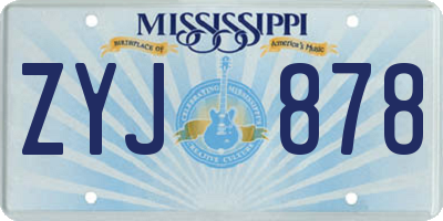 MS license plate ZYJ878