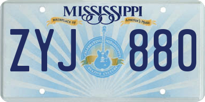 MS license plate ZYJ880