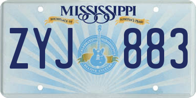 MS license plate ZYJ883