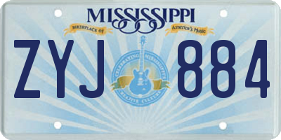 MS license plate ZYJ884